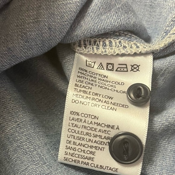 Stapleford Denim Men’s Blue Long Sleeve Light Wash Button Down Long Sleeve Shirt - Picture 5 of 7